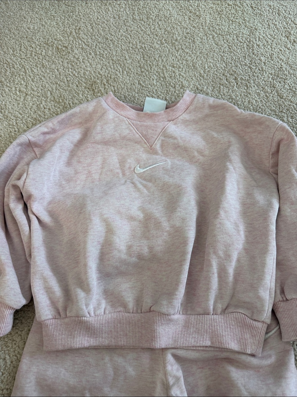 Nike Light Pink Heathered Sweatshirt and Joggers Set